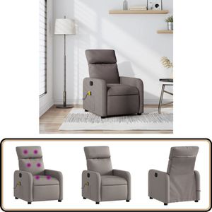 vidaXL Massagestoel Verstelbaar - Taupe Stof - 6-Punts Massagestoel - Lounge Stoel - Relaxstoel - Ergonomische Stoel - Elektrische Massage