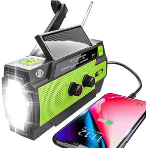 Equivera Noodradio - Noodradio - Emergency Radio - Survival Radio - Oorlog Radio - Opwindbare Radio - Solar Opwindbaar - Radio voor Rampen - SOS Alarm - Noodradio op Batterij - Draagbare Radio - AM/FM-Radio - Oplaadbare Batterij - Noodlader Telefoon