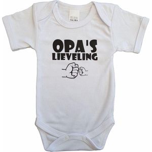 Witte romper met ""Opa's lieveling"" - maat 68 - grootvader, babyshower, zwanger, cadeautje, kraamcadeau, grappig, geschenk, baby, tekst