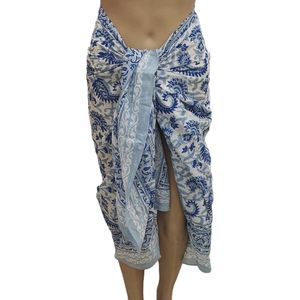 Katoenen Hand Blok Print Sarong voor Dames - Lange Omslagdoek voor Badkleding