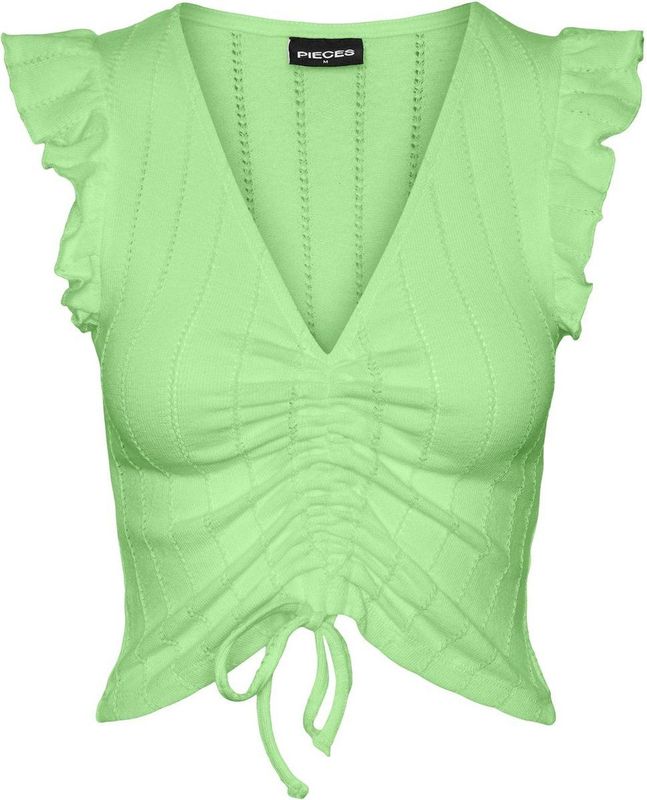 Pieces - Loa - Mouwloos T-shirt - Groen - V-hals