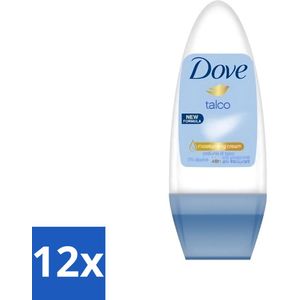 12 x Dove - Deodorant - Roll-on Talco - Subtiele en zachte geur - 50 ml - Dove Deodorant - Roll-on Deodorant - Antitranspirant - Deodorant Talc - Deodorant Voor Gevoelige Huid