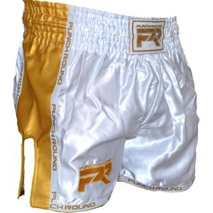 Punch Round™ Kickboks Broekje Carbon Wit Goud XL = Jeans Maat 36