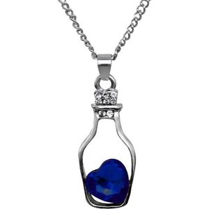Fako Bijoux® - Ketting - Fles Met Hart - Donkerblauw