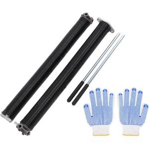 Torsieveren garagedeur - 1 paar vervangende garagedeurveren - links en rechts - set met antislip wikkelstangen en handschoenen (218 x . .