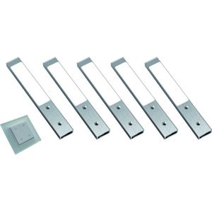 Rettangolo Emotion Led set van 5 langwerpige spots met dimmer onderbouw 12V/30W RVS look