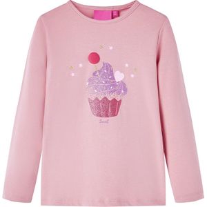 vidaXL - Kindershirt - met - lange - mouwen - 92 - lichtroze