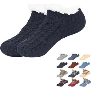 Sokken - Warme wintersokken - Pantoffelsokken - Slaapsokken- Loungesokken -Pluche pantoffelsokken voor dames met handvatten - Winter - Dikke warme sokken - Comfortabel en antislip - Dames - Kerstcadeaus - Comfortabele vakantiecadeaus -Donkerzwart
