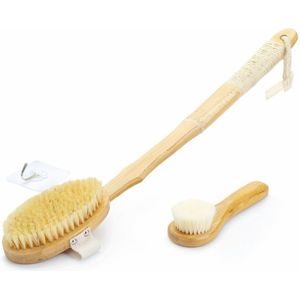 Goodivery ® - Dry Brush - Droge Borstel voor het Lichaam om de Huid te Verjongen - Rugscrubber voor Onder de Douche - Stimuleert de Lymfedrainage en Minimaliseert Cellulitis - 100% Natuurlijke Varkensharen met Afneembare Handgreep - Exfoliërende Bors