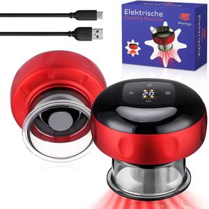 Plentyu® Cellulite massage apparaat - Elektrische Cupping cup - Skincare - Massage Apparaat - Infrarood - Cellulite Massage - Cupping Device - 12 Standen - Rood