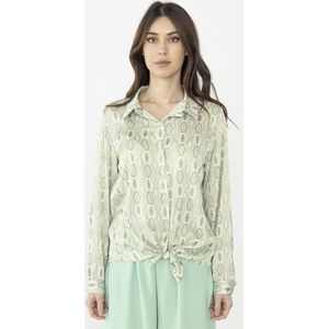 Blouse met print, mintgroen, one size