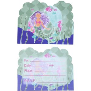 Uitnodigingen Zeemeermin Junior Papier Groen 8-delig