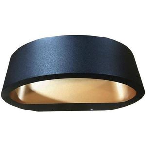 Sharp Wandlamp LED zwart/goud 2700k 830lm IP54 - Modern - Artdelight