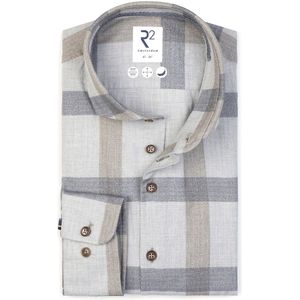 R2 - Overhemd - Grijs - Herringbone Ruiten - Heren - Formeel