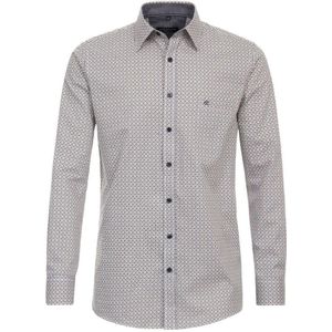CASA MODA Sport comfort fit overhemd - popeline - geel dessin - Strijkvriendelijk - Boordmaat: 43 - 44
