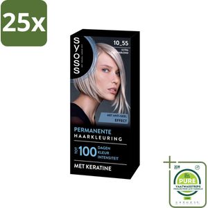25 x SYOSS - Permanent Coloration 10-55 - Haarverf - Permanente Haarkleuring - Ultra Platina Blond - Grijsdekking - Grootverpakking - Permanente Haarkleur - Platinum Blond - Grijsdekking - Keratine - Haarkleur