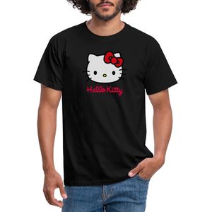 Hello Kitty Klassiek Portret Met Hello Kitty Tekst T-Shirt Heren