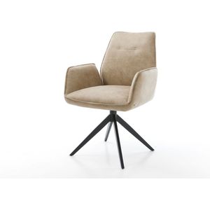 Gestoffeerde-stoel Zoa-Flex kruisframe breed zwart microvelours beige vintage pocketveer kern