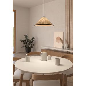 EGLO Oxpark Hanglamp - E27 - Ø 42 cm - Zwart/Wit/Groen - Bamboe