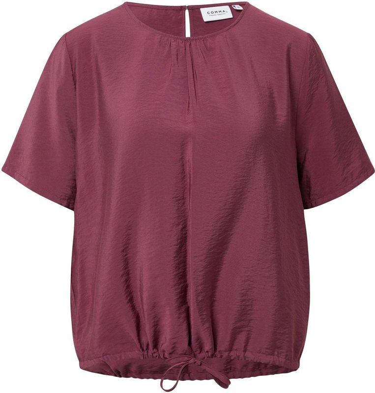 comma - Blouse - Korte Mouwen - Ronde Hals - Verstelbare Zoom