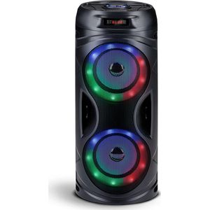 Bluetooth Speaker met RGB Licht - Draagbare Partybox 4,5 Uur Batterijduur - Party Speaker met USB Ingang en TF-Kaart - 16 x 38.5 cm