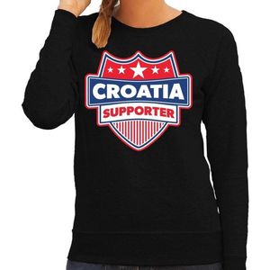 Croatia supporter schild sweater zwart voor dames - Kroatie landen sweater / kleding - EK / WK / Olympische spelen outfit XXL