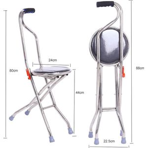 Wandelstok met Zitje – 4 poten = STABIELER – Hulpmiddel – Wandelstok ook bruikbaar als kruk – Lichtgewicht aluminium wandelstok met Zitting – zowel voor Links- als Rechtshandigen – Cadeautip – BLACK FRIDAY DEAL
