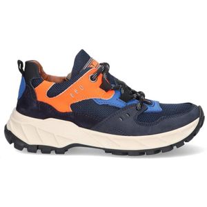 Braqeez 423921-529 Jongens Lage Sneakers - Blauw/Oranje/Blauw - Nubuck - Veters