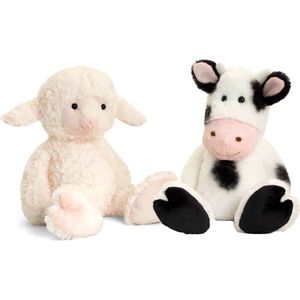 Keel Toys - Pluche knuffels koe en lammetje/schaap vriendjes 25 cm