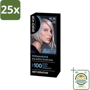 25 x SYOSS - Permanent Coloration 10-55 - Haarverf - Permanente Haarkleuring - Ultra Platina Blond - Grijsdekking - Grootverpakking - Haarverf - Permanente Haarkleuring - Grijsdekking - Ultra Platina Blond - Keratine