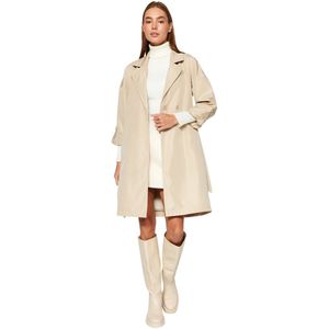 Trendyol Beige Oversized Waterafstotende Lange Trenchcoat Met Riem Twoaw24Tr00019