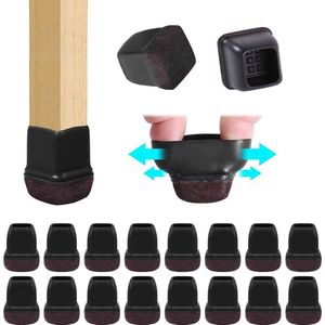 Meubelbeschermers voor vloeren - set van 16 - vierkant - zwart - geschikt voor stoelpoten, tafels en meubels