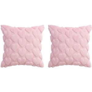 Valentijnsdag liefdeskussensloop, driedimensionaal pluche kussensloop, konijnenbont kussen, taillekussen, vakantie woonkamerdecoratie, 2-delige set