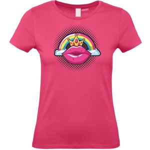 Dames T-shirt Female PopArt Lips | Gay pride shirt kleding | Regenboog kleuren | LGBTQ | Roze dames | maat XXL