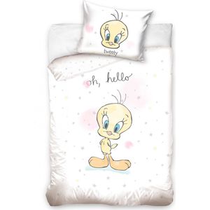 Generic - dekbed - hoeslaken - Dekbedovertrek Tweety Junior 120 Cm Katoen Wit