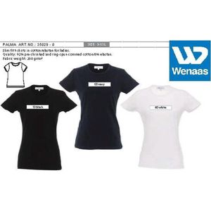 Wenaas - Dubbelpak T-shirt dames slim fit - gekamde katoen met 8% elastaan 200 gr/m2 - (PALMA) 35029 Marine S