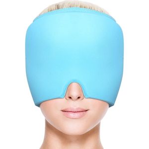 Migraine muts, hoofdpijn, ontlastingskap, migraine, koelpad, migraine, masker, elastische koelpads voor hoofdpijn, migraine, slaapmuts, ontspannen hoofd, blauw