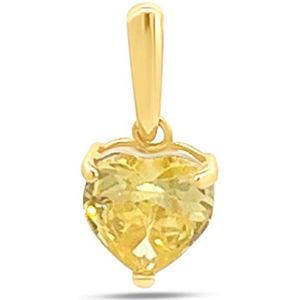 Silventi 9NBSAM-G230068 Gouden Hangertje met Zirkonia Steentje - Hartje - Geel - 6,5x6,3mm - 14 Karaat - Goud