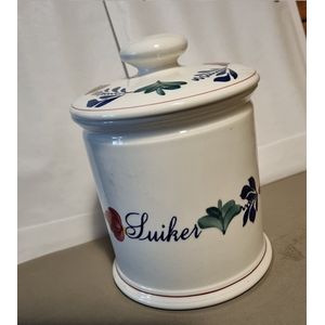 Boerenbont Voorraadpot Suiker 1.5 ltr Aardewerk met bloemdeksel