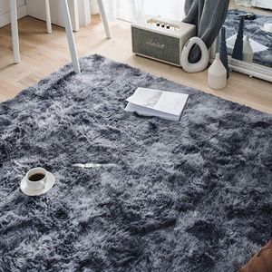 tapijt super zacht pluizig antislip -Comfortabel ontwerp \ Living room rug, carpets / (zwart/grijs, 120 * 200 cm)