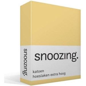 Snoozing - Katoen - Extra Hoog - Hoeslaken - Eenpersoons - 80x200 cm - Geel