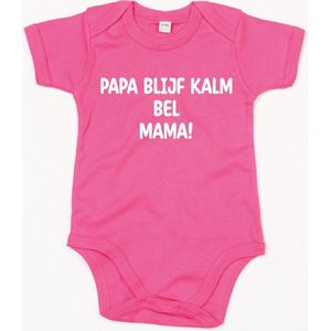 Rompertje Papa Blijf Kalm Bel Mama-Fuchsia-12-18 Maanden