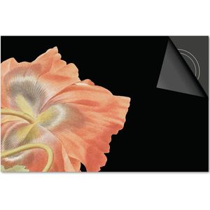 Inductie beschermer 77x51 - afdekplaat inductie mat - Dietrix Kookplaat beschermer - Base - Botanical - Bloem oranje op zwart