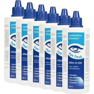 Eye Fresh 6 x 360 ml - Lenzenvloeistof voor zachte contactlenzen - Voordeelverpakking