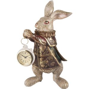 Clayre & Eef Konijn met Klok beeldje 25cm x 13cm x 14cm - Alice In Wonderland