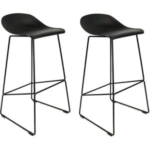 Livin24 Barkruk Ellen zwart Scandinavisch design 76 cm - Barkrukken set van 2 - barstoel