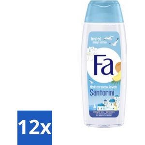 12 x Fa - Douchegel - Mediterranean Jewels Santorini - Verfrissend & Hydraterend - Verzachtend - 250 ml - Douchegel - Fa - Santorini - Mediterrane Geur - Verfrissend