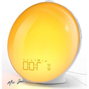 Mrs. Jones Lichtwekker zonsopgang zonsondergang simulatie daglichtwekker volledig scherm dubbele alarmen rotatieknop natuurlijke geluiden snooze-functie volwassenen kinderen .