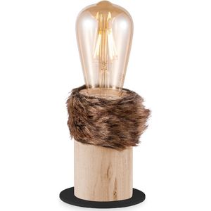 Home Sweet Home - Landelijke tafellamp Furdy - 10/10/11,5cm - bedlampje - geschikt voor E27 LED lichtbron - gemaakt van Hout