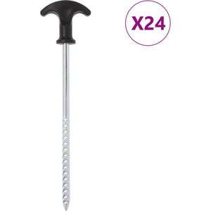 vidaXL - Tentharingen - 24 - st - Ø7 - mm - 20 - cm - gegalvaniseerd - staal